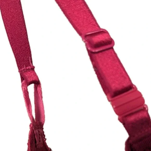 Women Victoria's Secret 36DD Mesh Velvet Padded Push-Up Bra Fuschia EUC - Picture 3 of 12